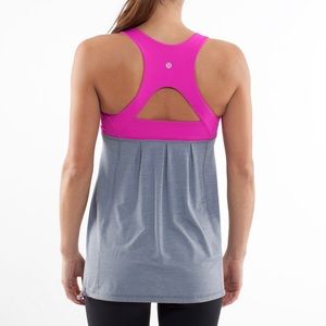LULULEMON Pink and Gray Run Your Heart Out Tank Size 4